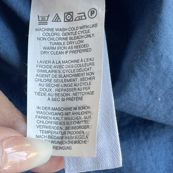 J Crew Shirt Mens Large Blue Slim Fit Secret Wash Stretch Button Up Cross Print - Picture 6 of 8